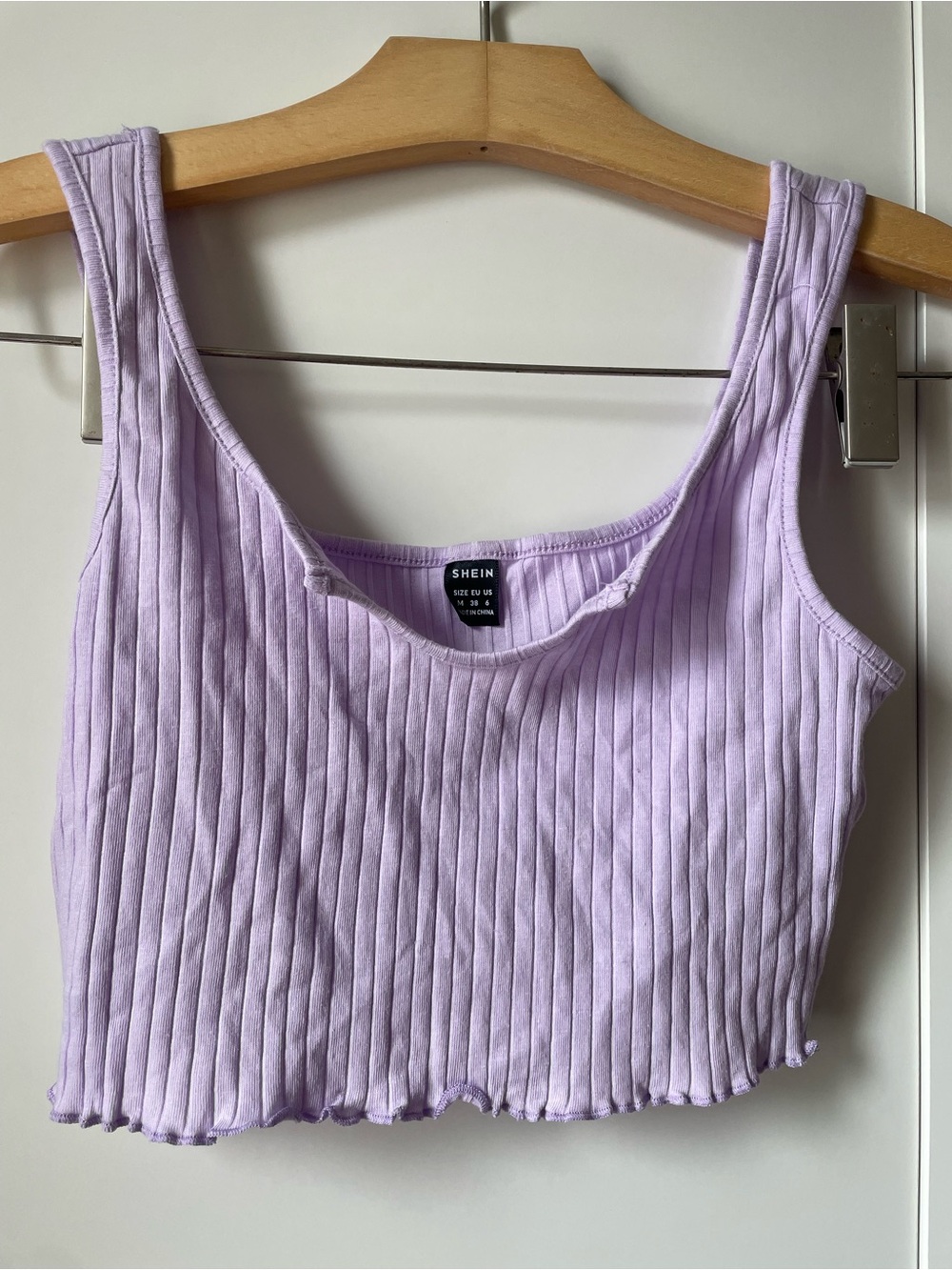 SHEIN Light Purple Ribbed Crop Tank